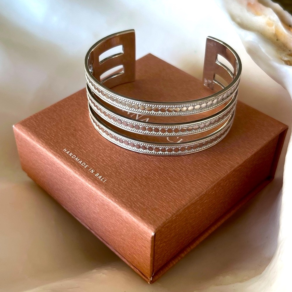 ANNA BECK Triple Bar Silver Cuff Bracelet - NIB - Picture 8 of 10